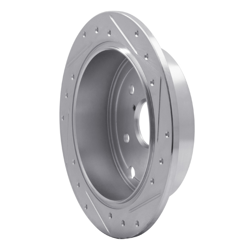 Subaru WRX Brake Rotor (1) - Rear Left - R1 Concepts - Drilled & Slotted - Silver - `15-`21